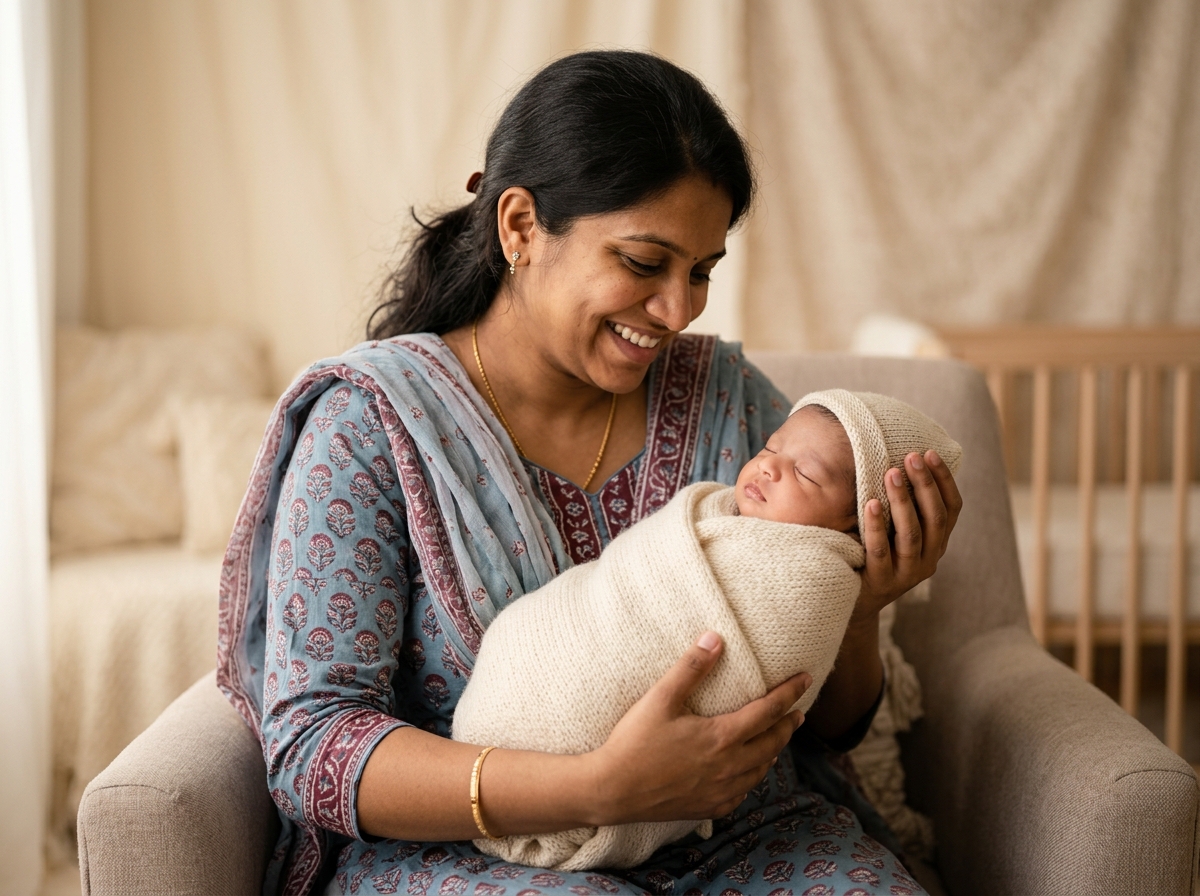 Mother holding newborn at Dalawai Hospital
